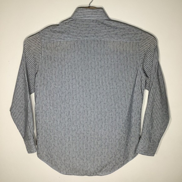 Bugatchi Mens Long Sleeve Button Up Shirt Gray Blue Striped Size Medium - Picture 3 of 7